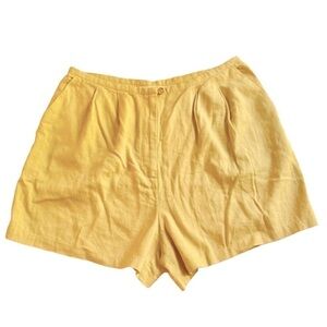 Glassons Yellow Linen Blend High Waist Shorts Size 12 NWT NEW!